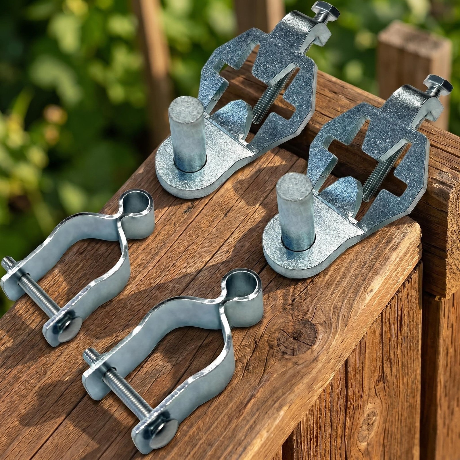 Complete T-Post Gate Hinge Assembly Kit, Galvanized Steel 1-5/8 Inch Chain Li...