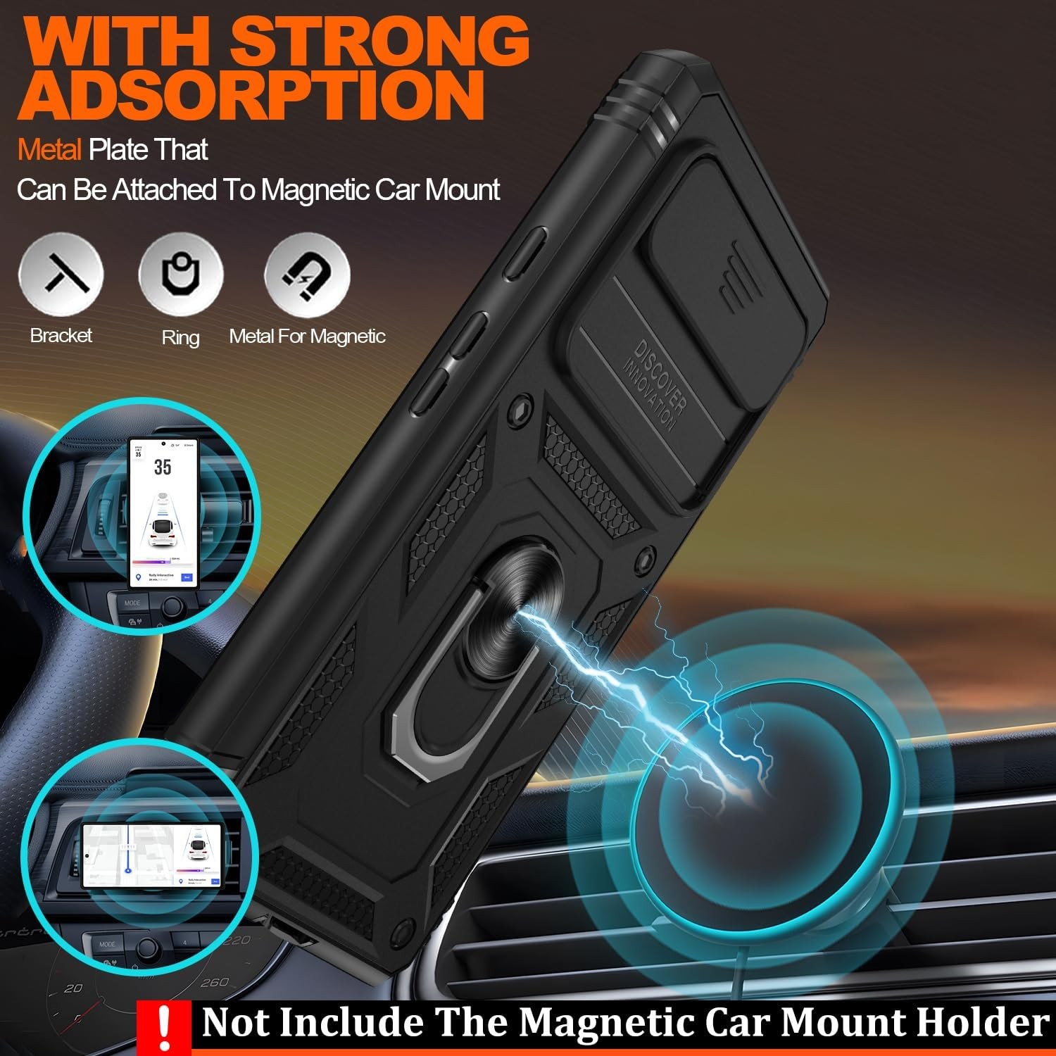 for Google Pixel 6 Case with 2 Screen Protector, Military Class with 360-Black