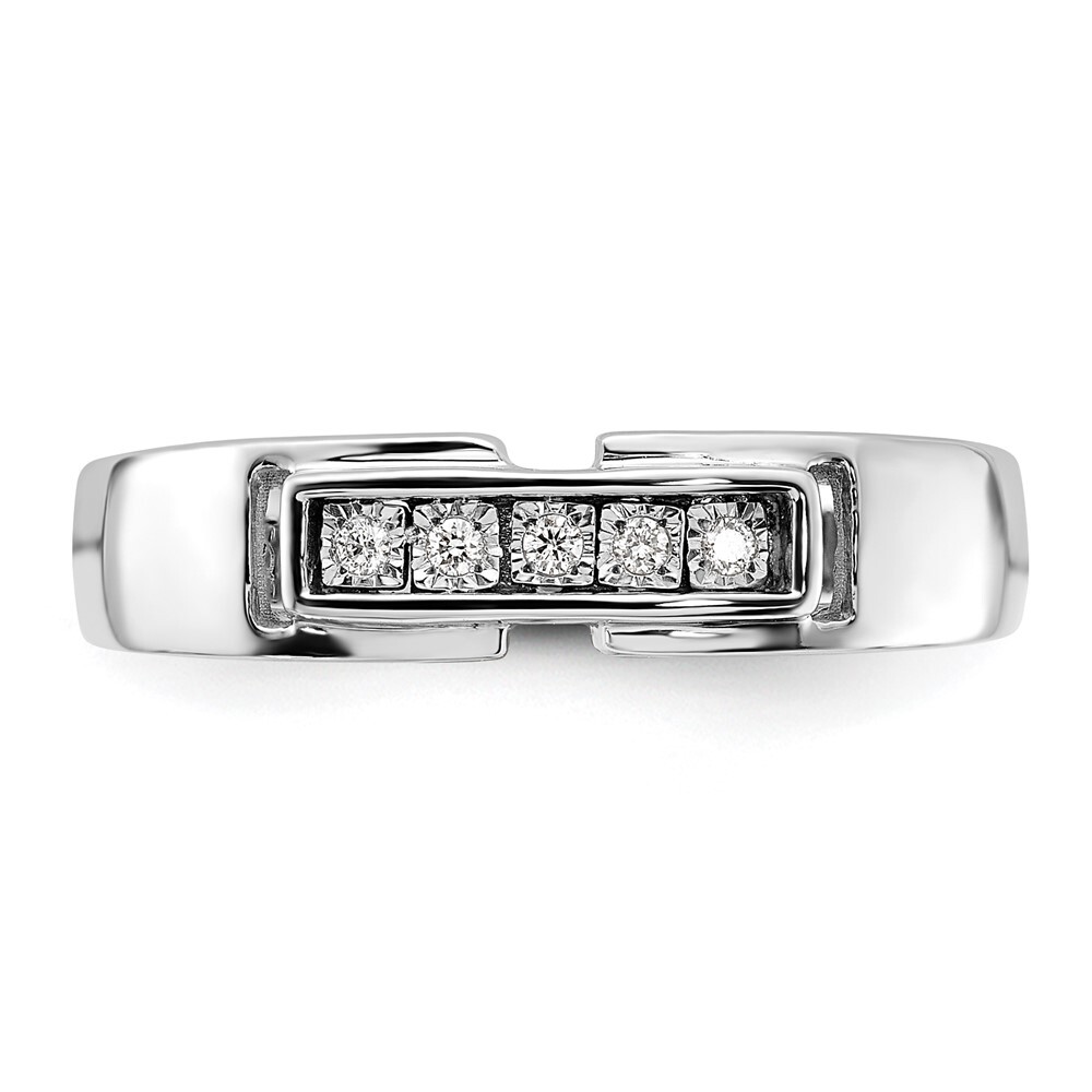Sterling Silver Rhodium Plated Men's Polished Diamond Ring