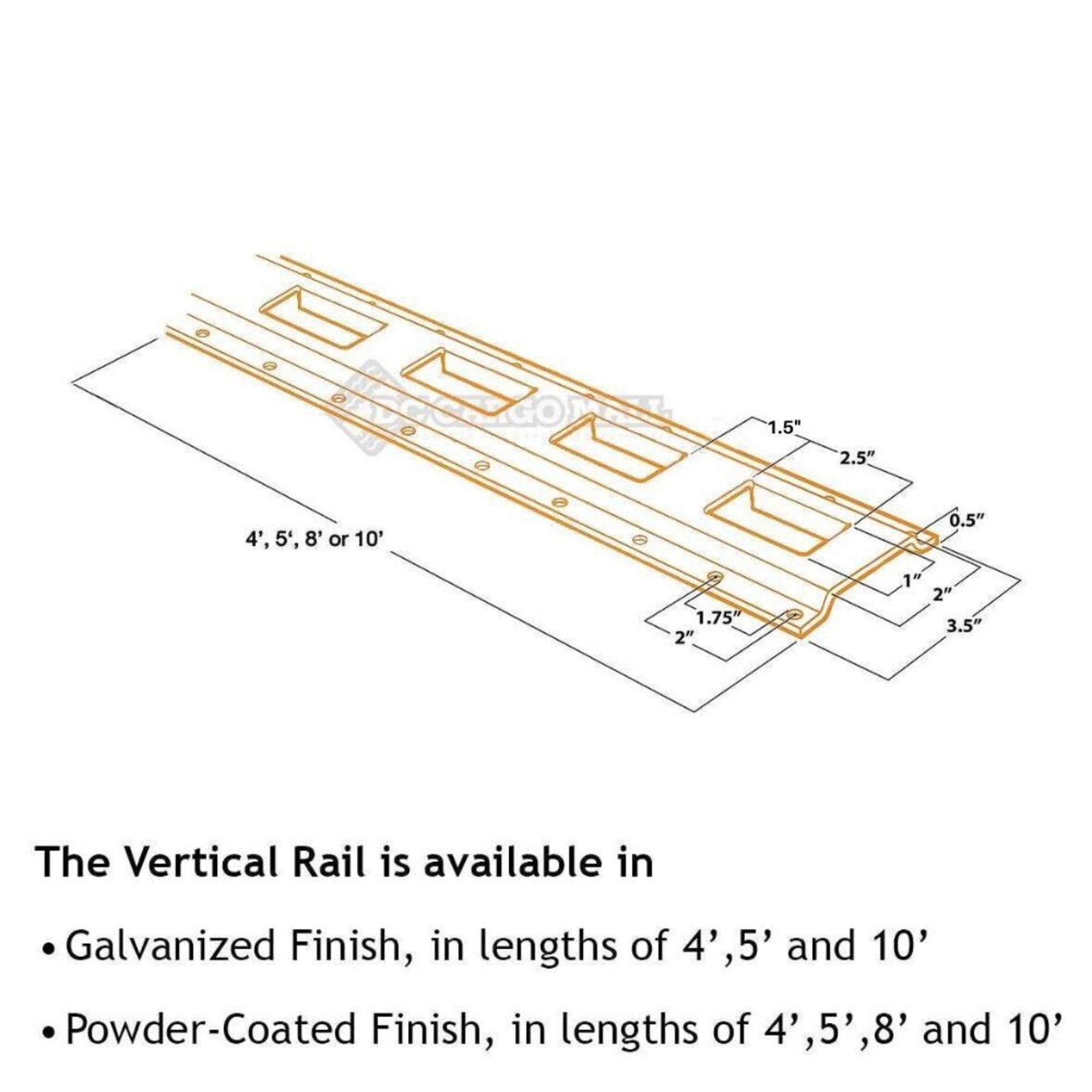 DC Cargo E-Track Rail, Vertical, Black Powder Coated, 8', 4-pack