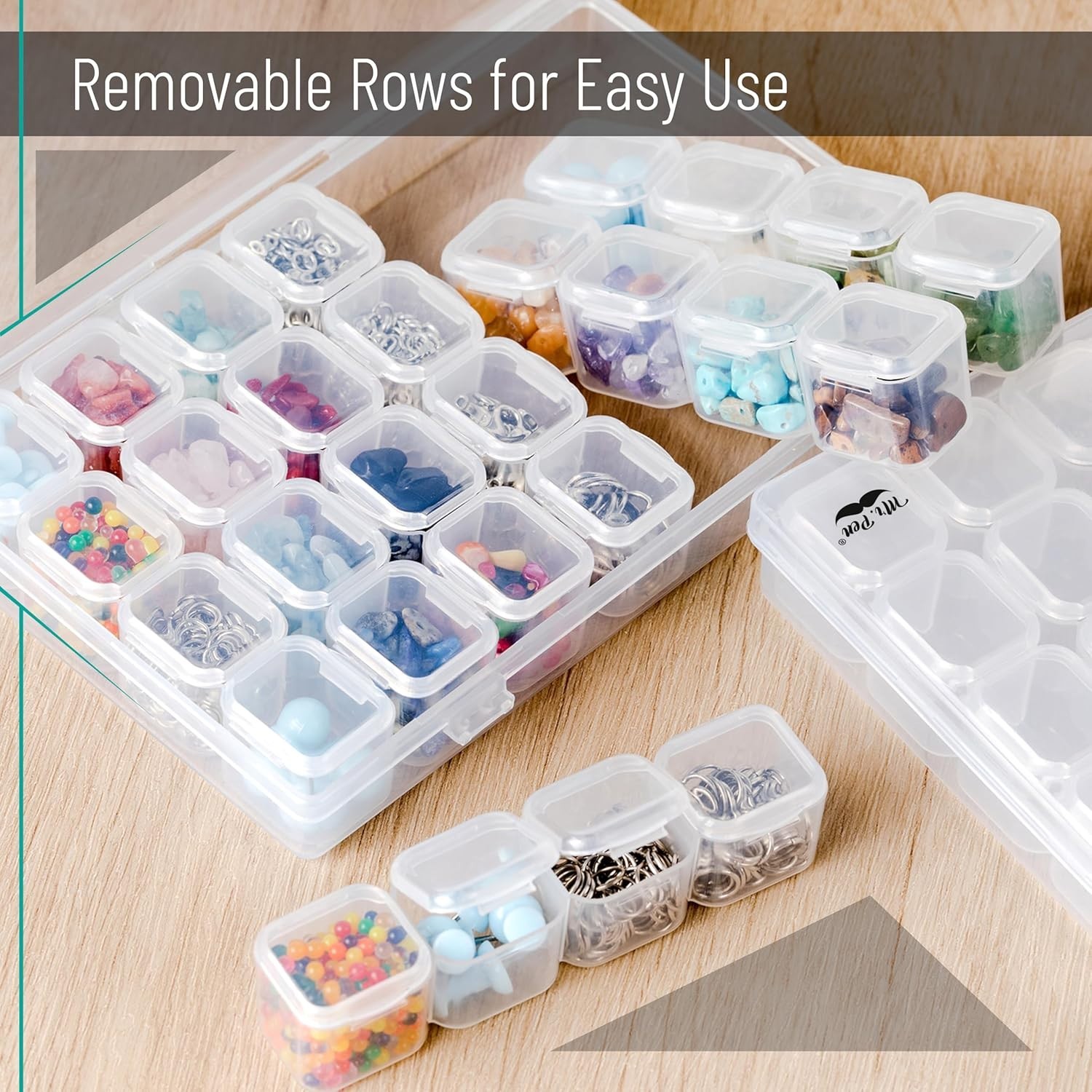 Compact 28-Compartment Bead Organizer - Waterproof & Label Ready, 2 Pack