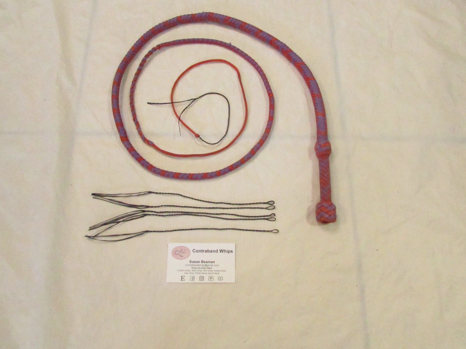Contraband Whips 5 Foot 12 Plait Mini Nylon Paracord Eco Bullwhip