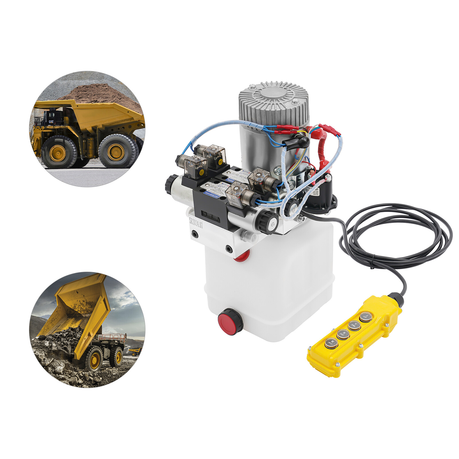 22Mpa Hydraulic Pump 4.5 Quart Double Acting Dump Trailer Pump Power Unit DC 12V
