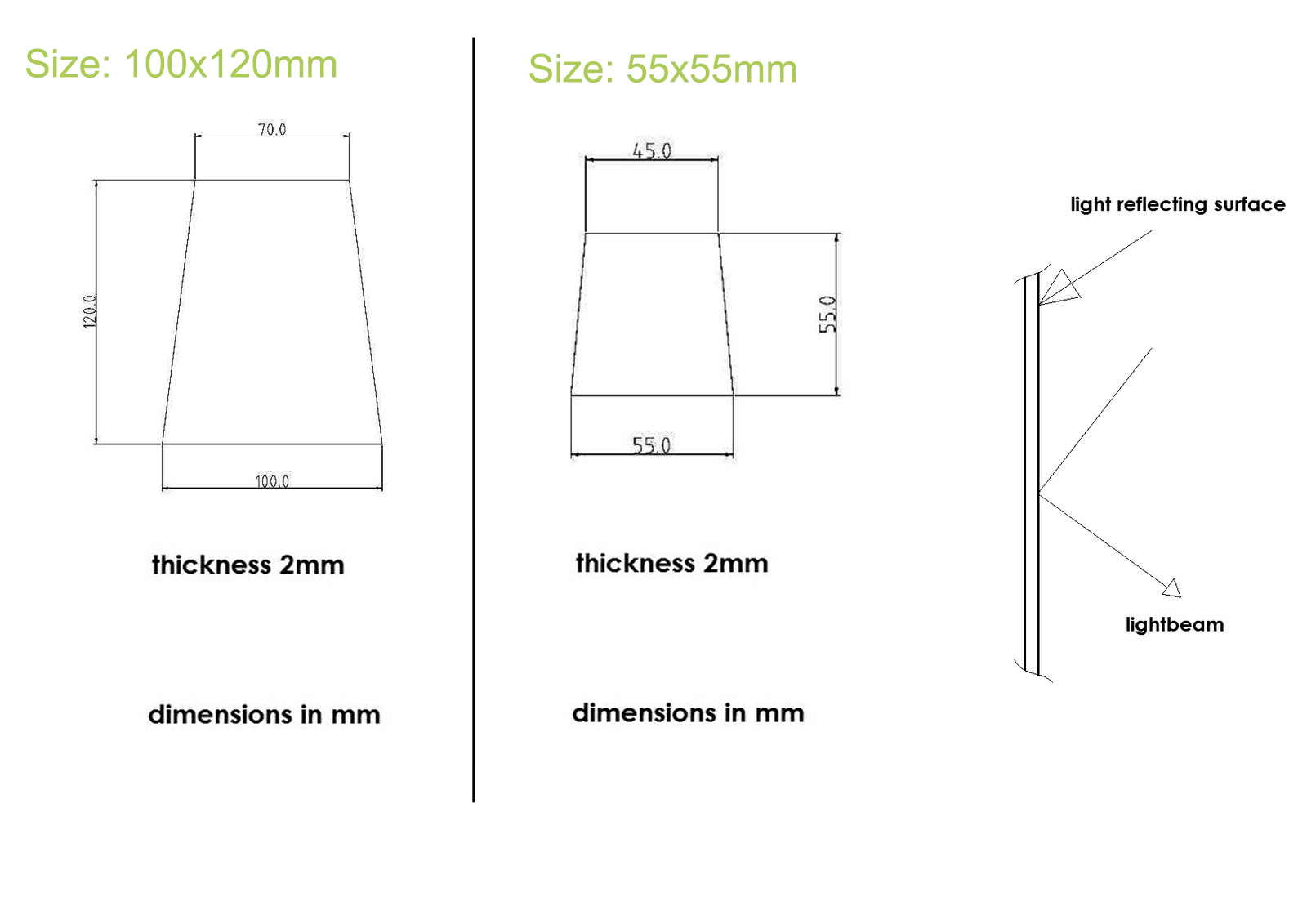 1pc Trapezoidal First Reflector Front Surface Mirror DIY Optical Projector