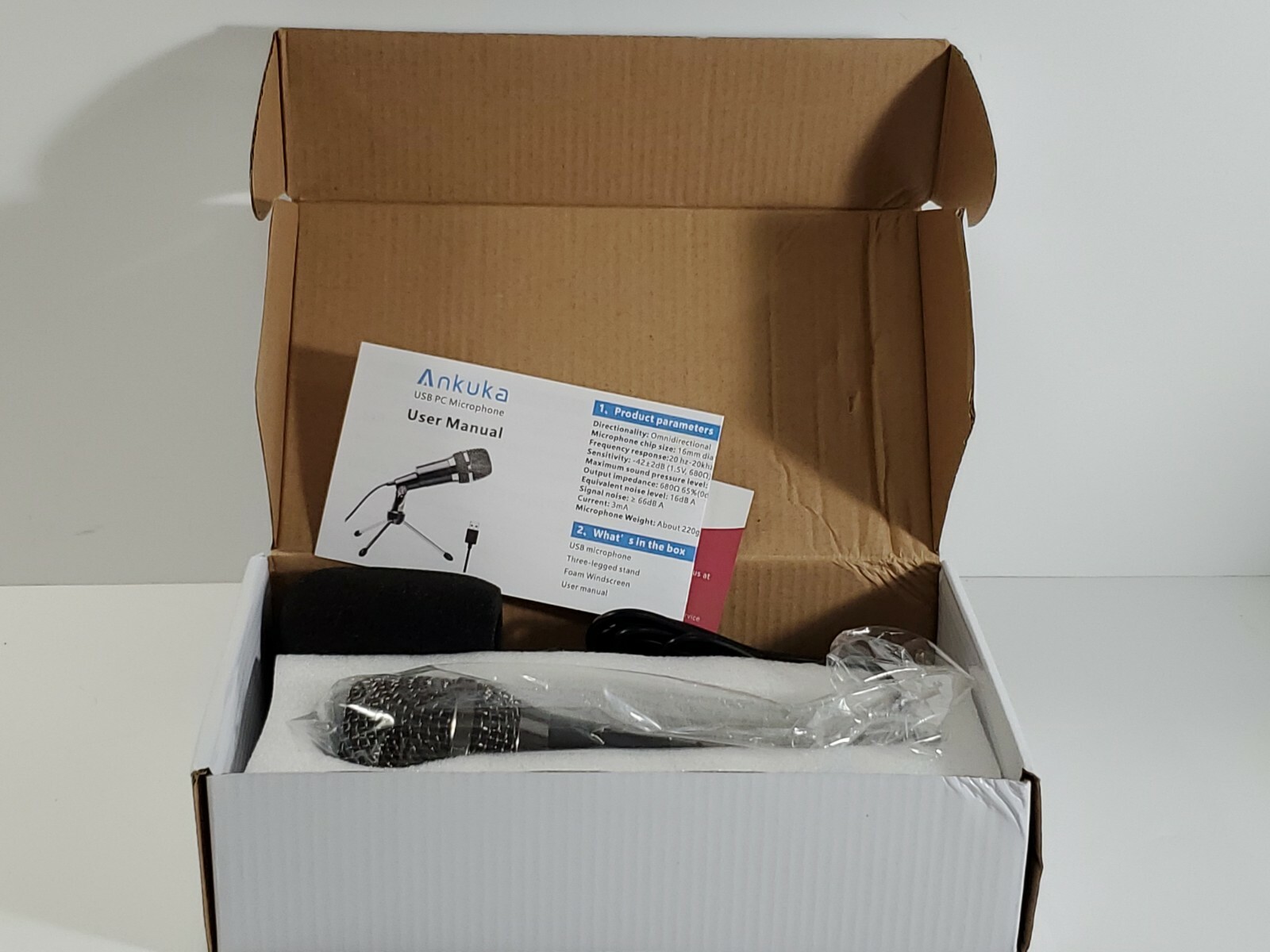 Ankuka USB PC Professional Microphone Omnidirectional w/ Stand Foam Windscreen
