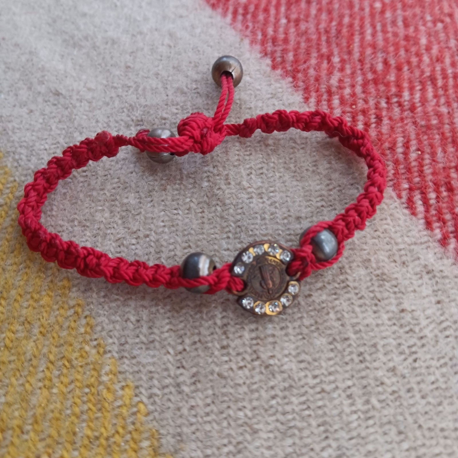 Handmade Catholic Adjustable Bracelet With Saint Benedict Medal & Beads