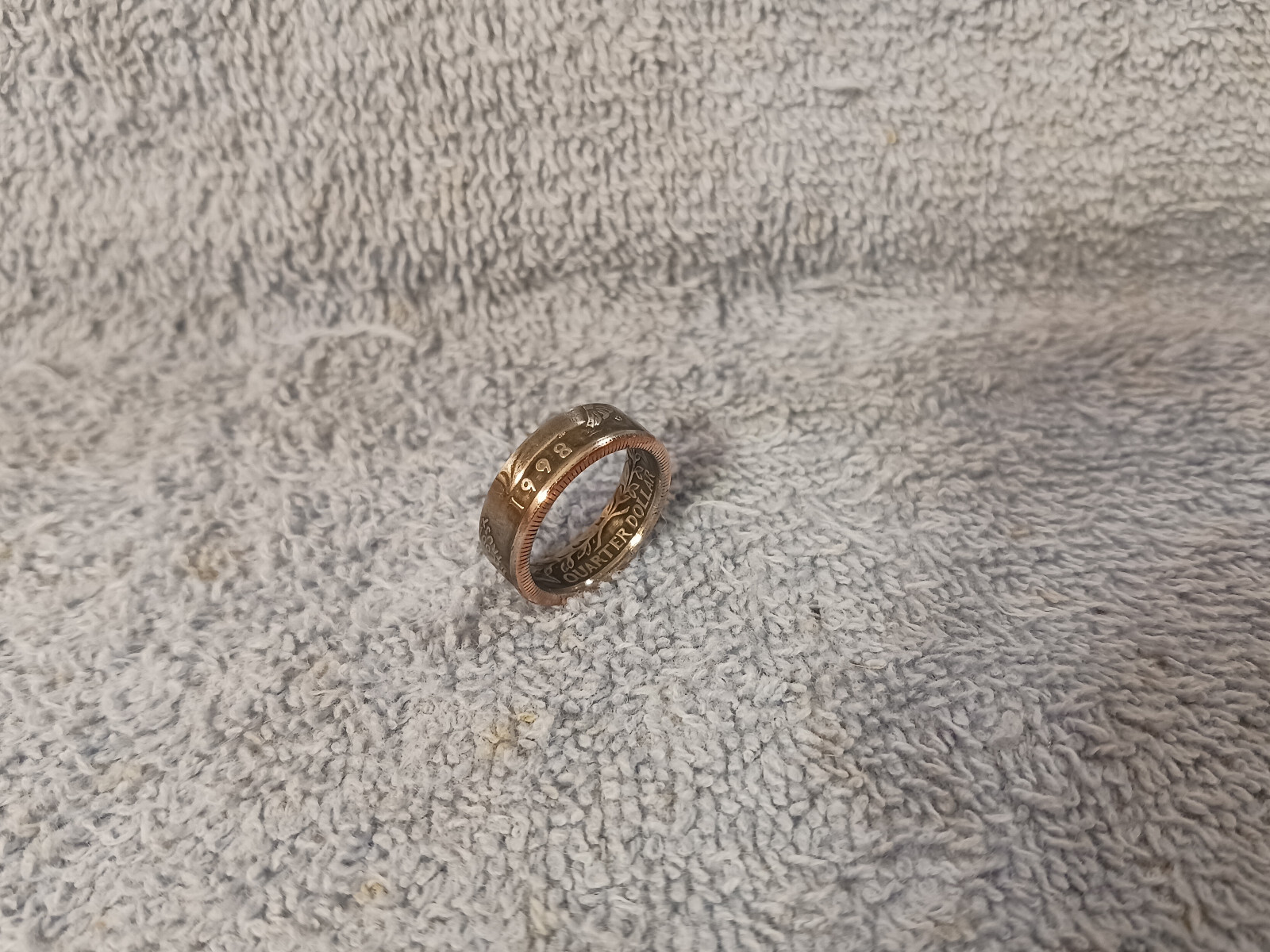 1998  Washington Quarters, Handmade Coin Ring, Size 6   clad