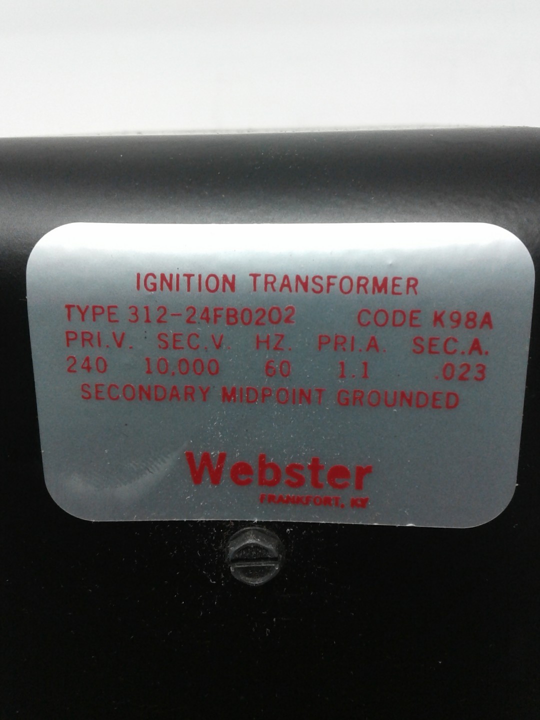 Webster ignition transformer, 312-24FB0202 New