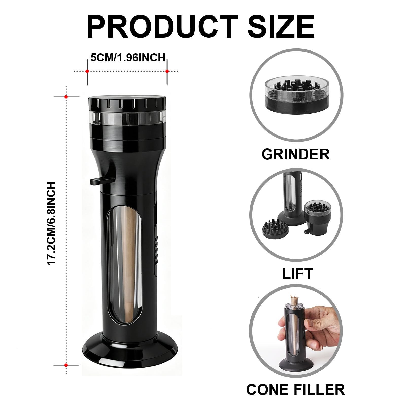 2in1Spices Grinder Cone Loader,Cone Rolling Machine for King Size, All In One...