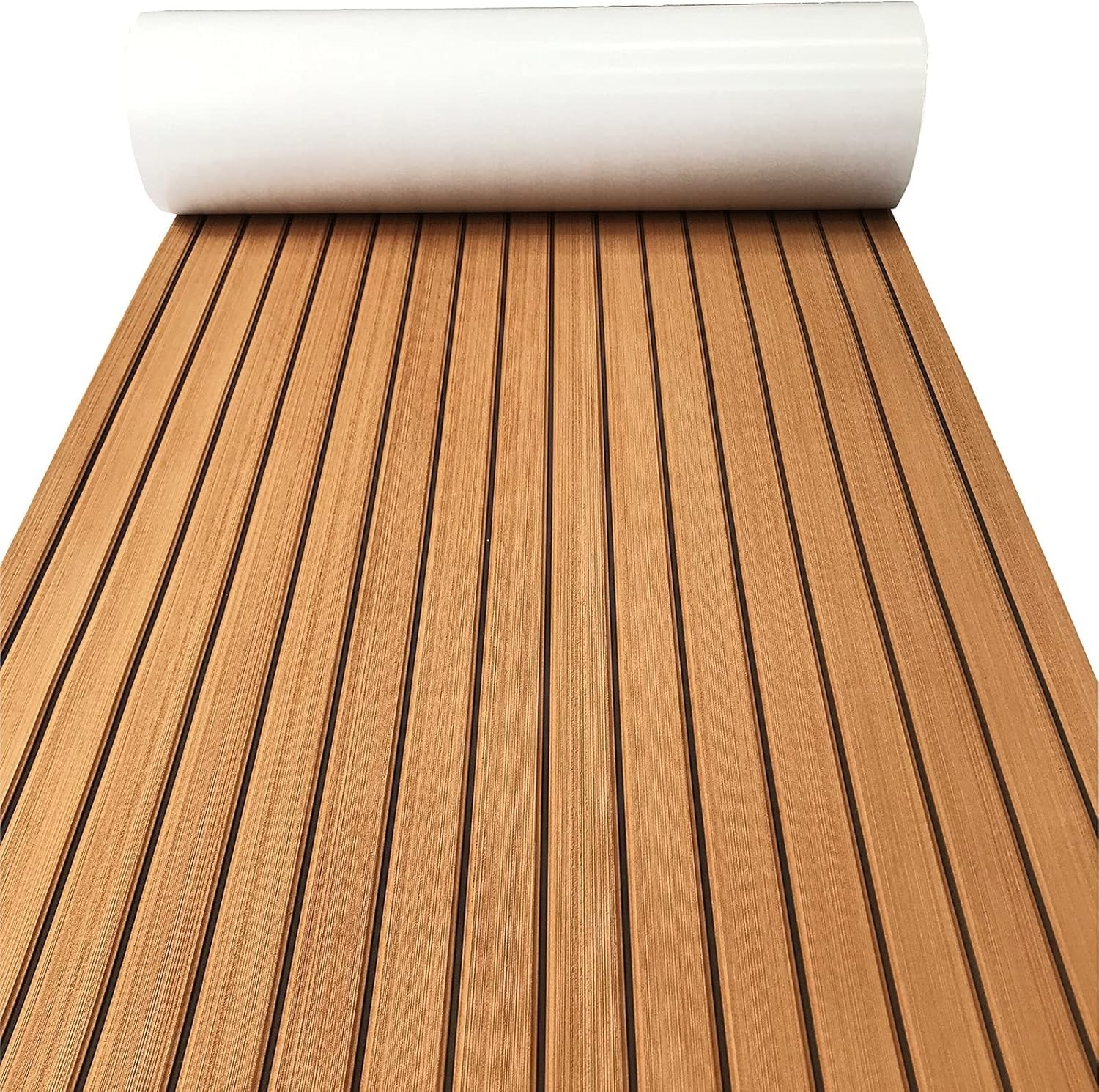 Faux Teak Boat Decking Sheet - Cushioned, Water-Resistant & Stylish