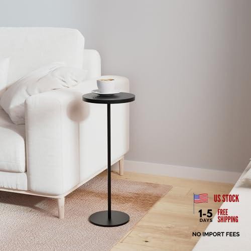 Black Metal Round Side Table - 9.99" x 9.9" - Small Side Table