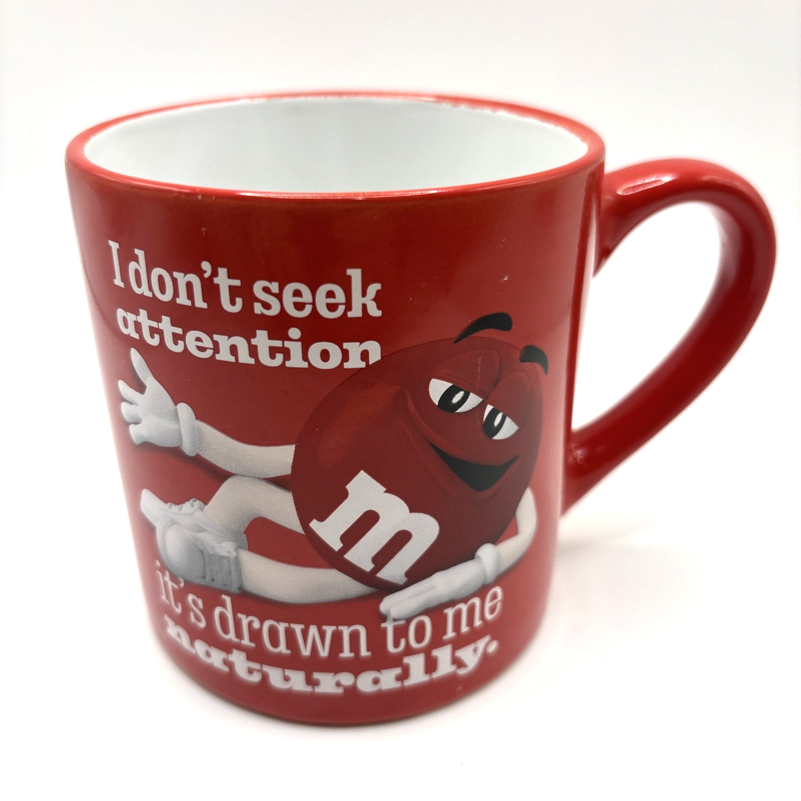 M&M's Red Character 16oz Coffee Mug “I Don’t Seek Attention” Candy Cup
