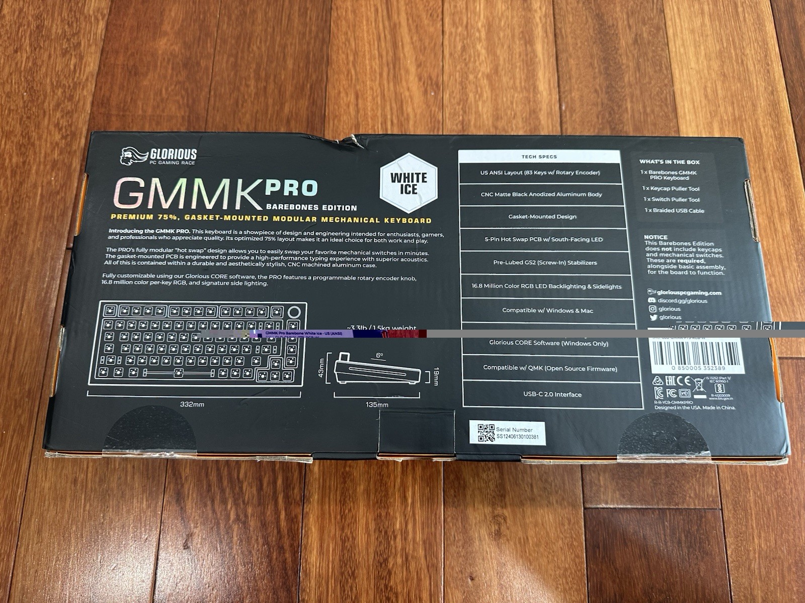 Glorious Gaming Gmmk Pro 75% Barebones White (frame Only) - Modular Mechanical