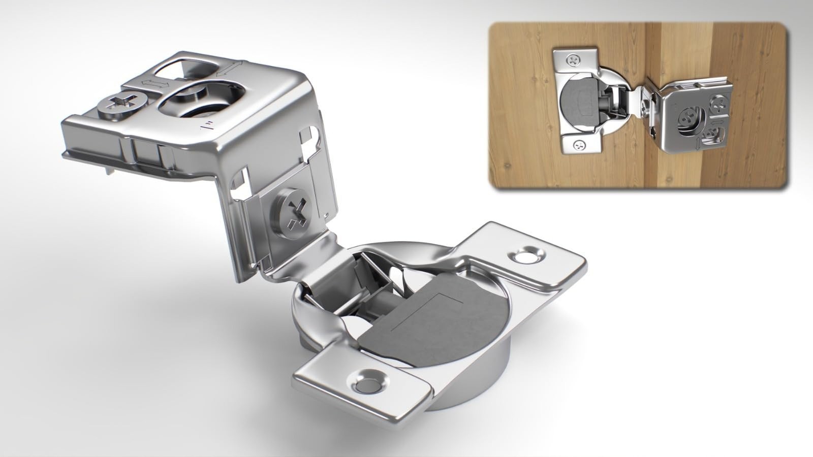 Berta 2-Pack, 1 inch Overlay Soft Closing Face Frame Cabinet Hinges, 105 Degr...