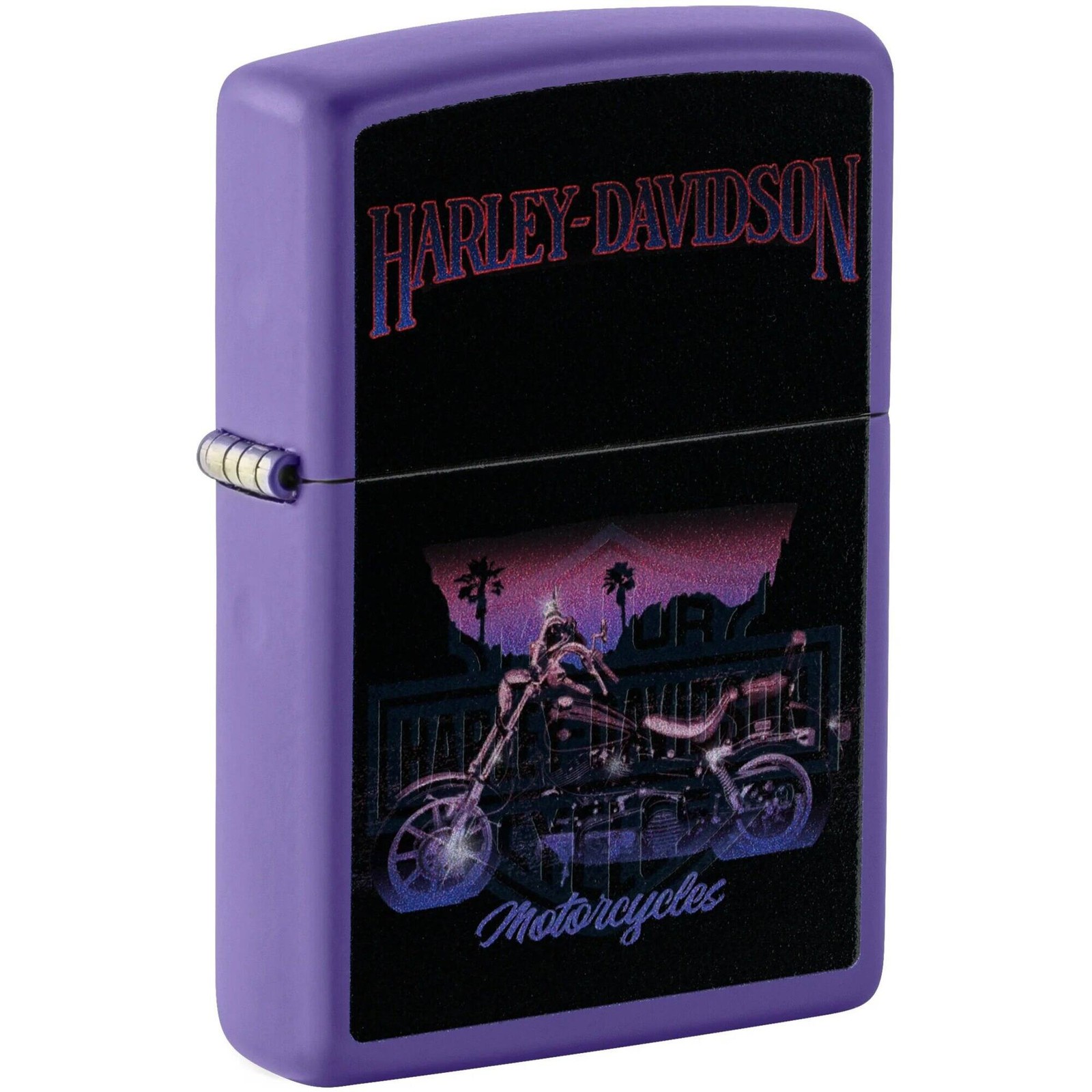 Zippo Windproof Lighter Harley Davidson Motorcycle Purple Matte Finish 46676