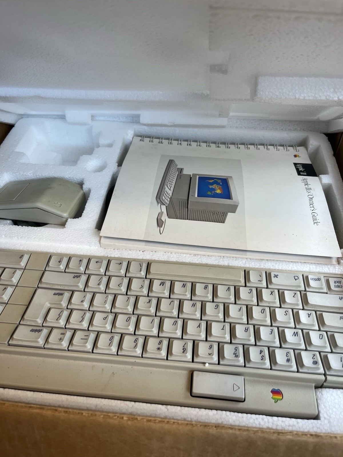Apple IIGS A2S6000 Computer w/ Original Box, Keyboard, Mouse, Cable Book Works