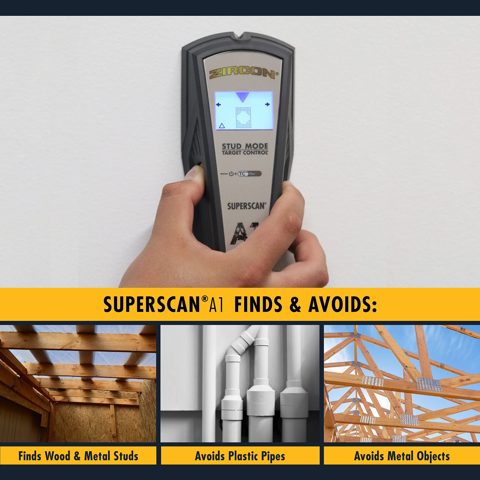 SuperScan A1 Advanced Stud Finder with Target Control and StudScan Mode