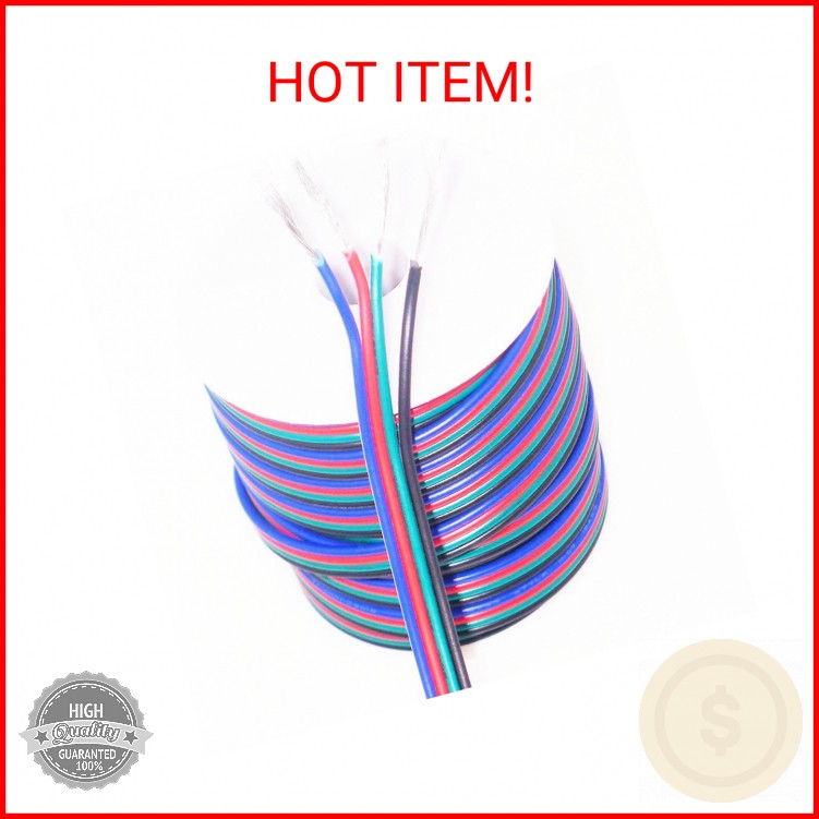 RGBSIGHT 40FT 18 Gauge RGB LED Strip Flexible Wire Extension Cord 18AWG 4pin 4 C