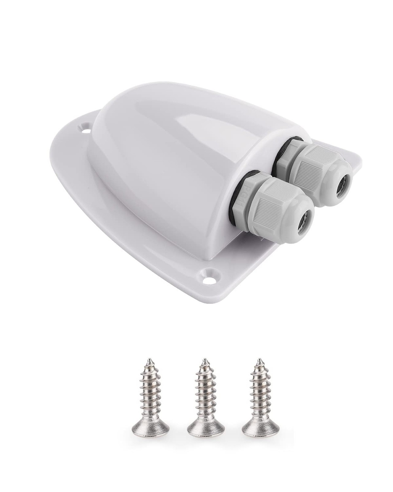 BougeRV White Solar Double Cable Entry Gland Box, RV roof Waterproof ABS Sola...