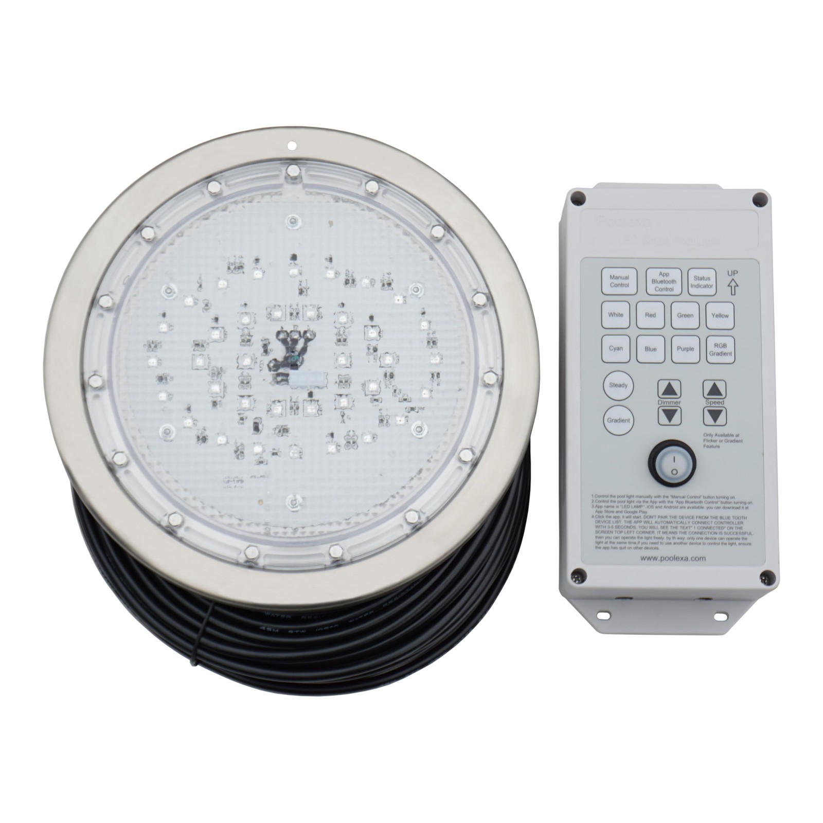 Poolexa 10 Inch Led Multicolor Inground Pool Steel Housing 50Ft Cord Rgb