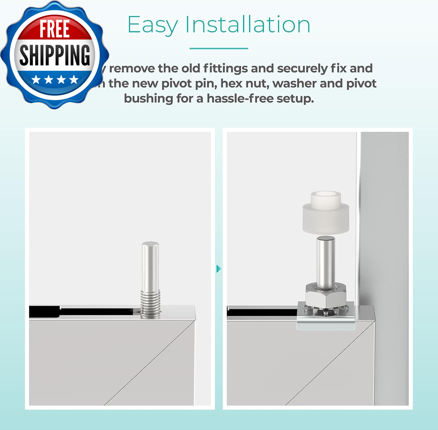 Shower Door Hinge Pin Kit with Pivot Bushing for Framed...