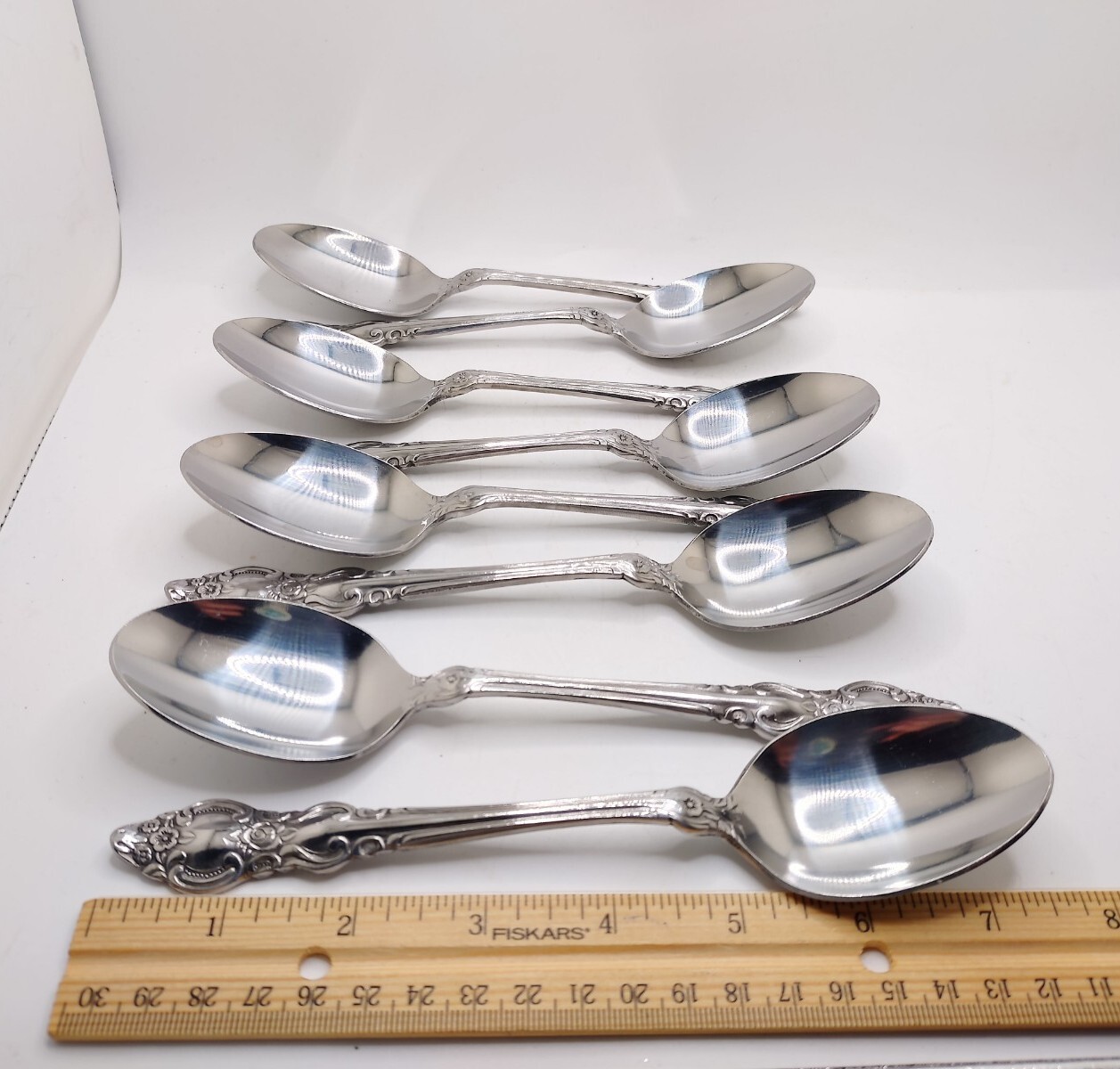 Vtg Stainless Steel Floral Scroll Edge Flatware Set Dillards Korea Retired 50pc