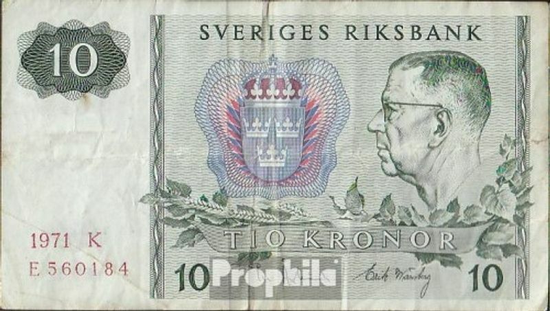 Sweden Pick-number: 52c (1971) used (III) 1971 10 Kronor