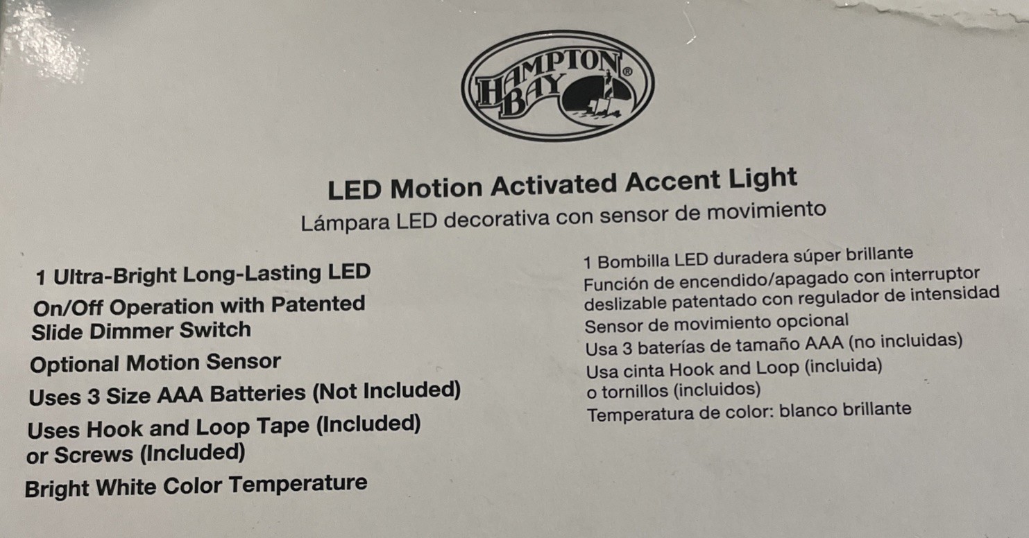 Sensor LED Motion Activated Accent Light Hampton Bay White