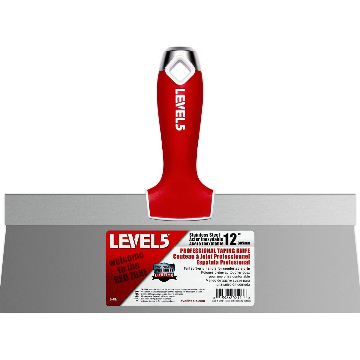 12" Soft-Grip Stainless Steel Taping Knife - | Pro-Grade | Metal Hammer End |...
