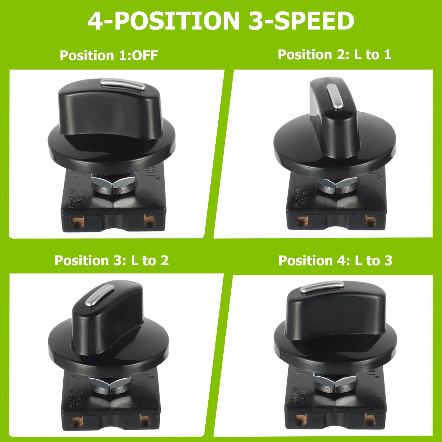 Rotary Switch 4-Position 3-Speed Universal Heater Selector (2-Pack)
