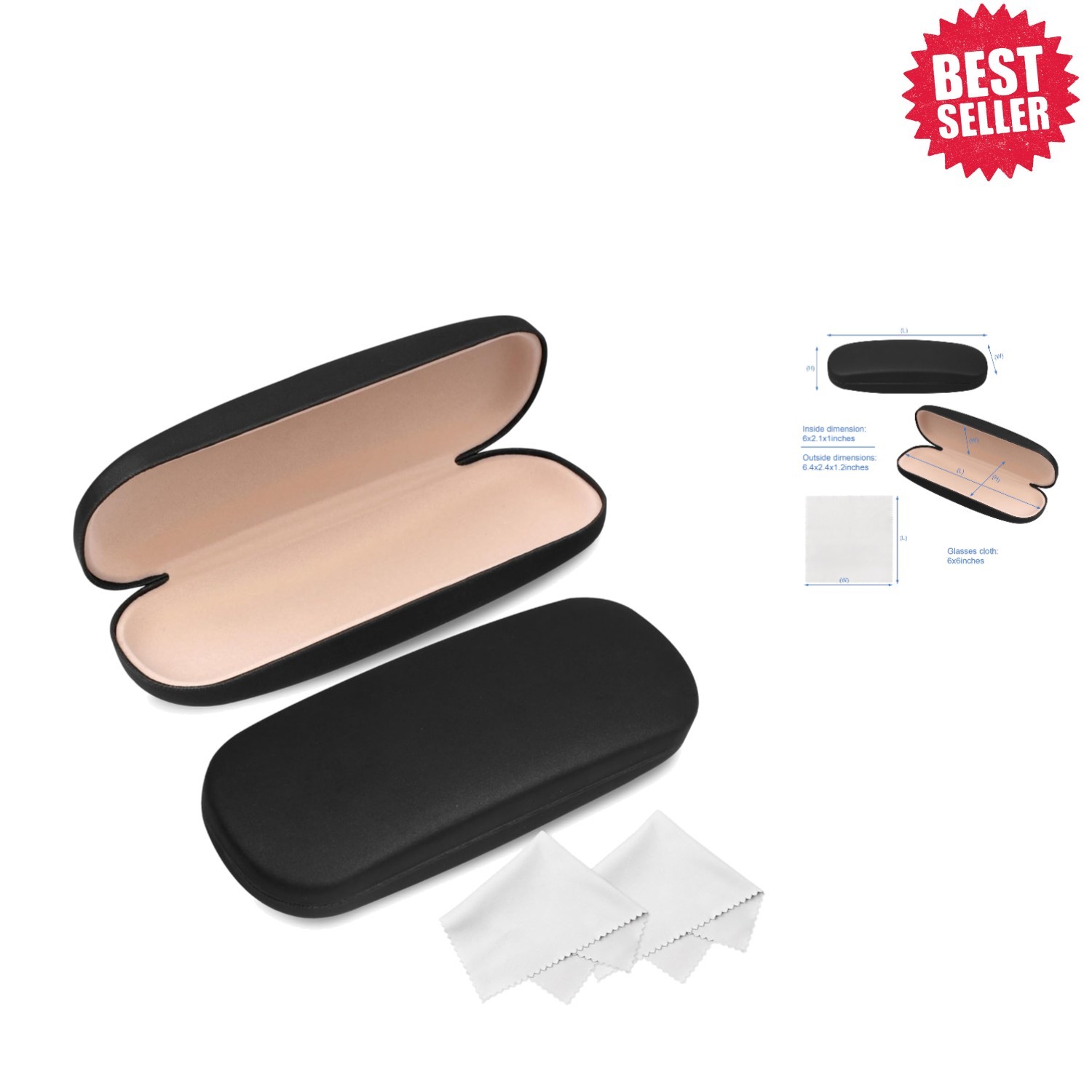 Travel-Friendly 2 Pack Eyeglass Hard Cases & Cleaning Cloths – Fits Most Eyewear