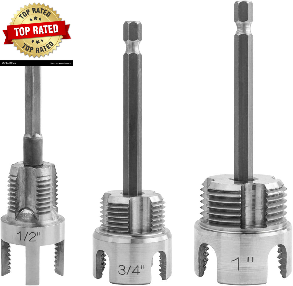 3Pcs PVC Pipe Threader Kit 1/2" 3/4" 1" NPT, Integrated Internal & External Pipe
