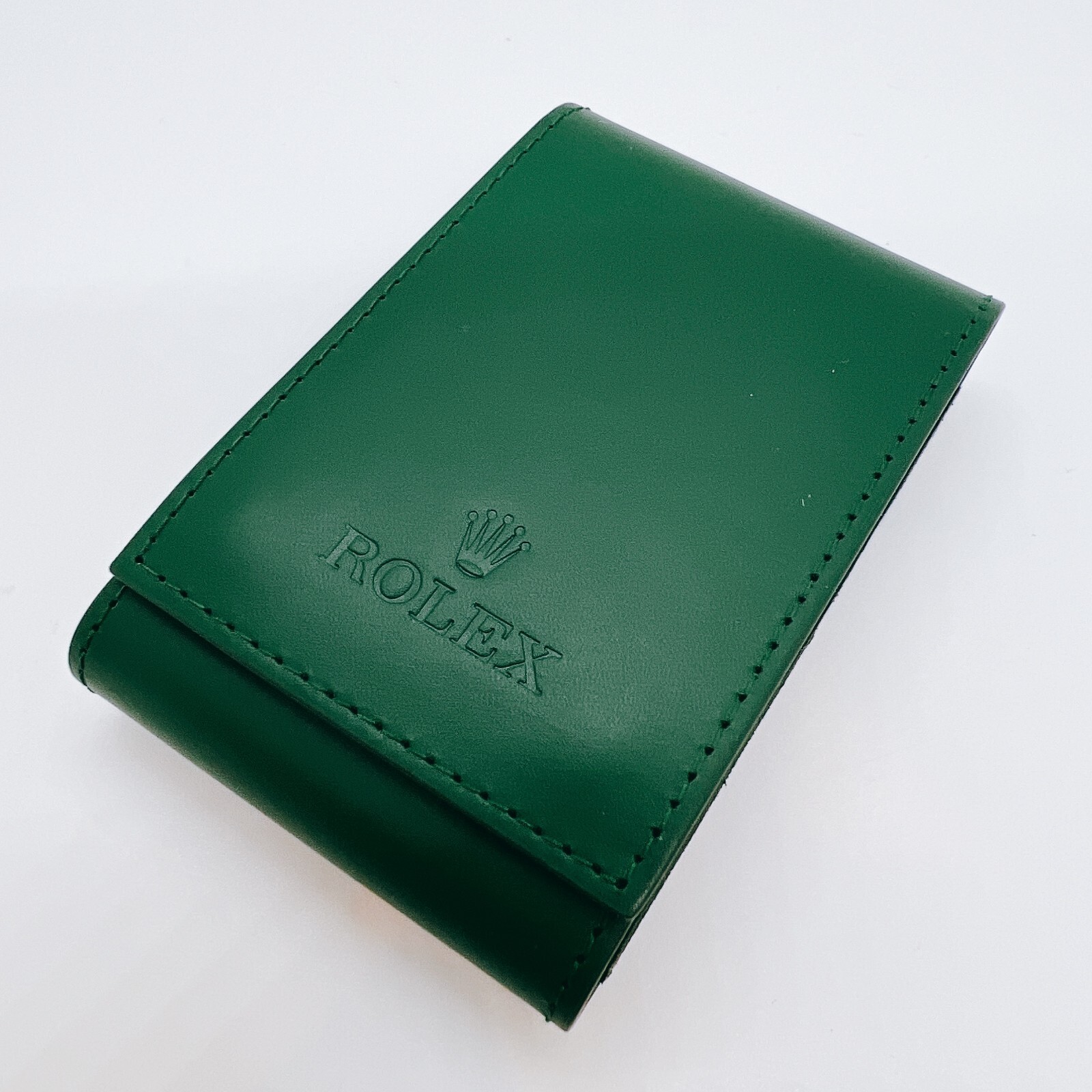 ROLEX Watch Case Green Leather Protection Soft Watch Holder Travel Pouch Only