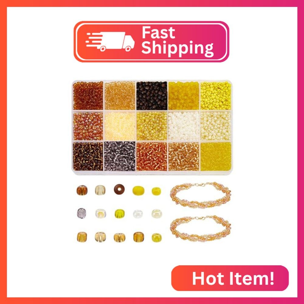 PH PandaHall 4465pcs 15 Colors Glass Seed Beads, 3mm Round Tiny Beads Waist Bead