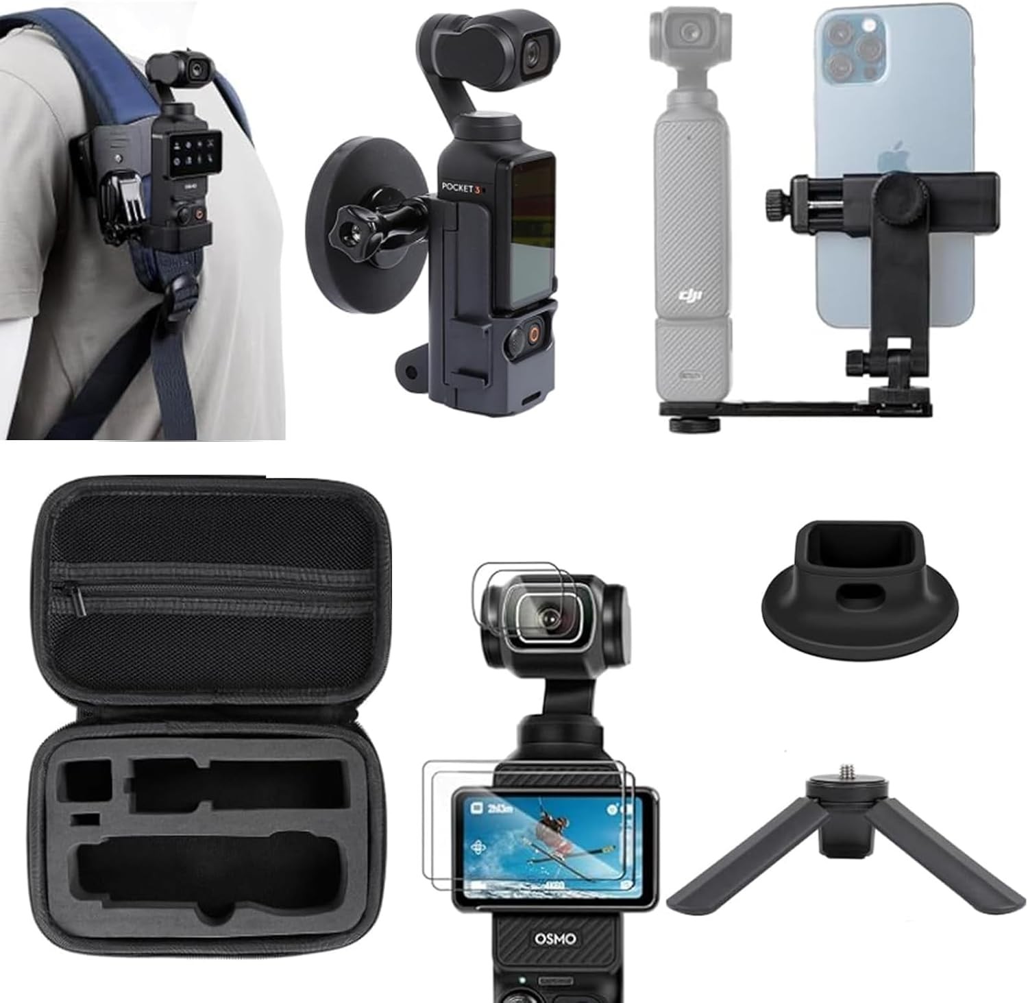 Accessories Kit for OSMO Pocket 3,Including Hard Shell Case,Magnetic Mount,Deskt