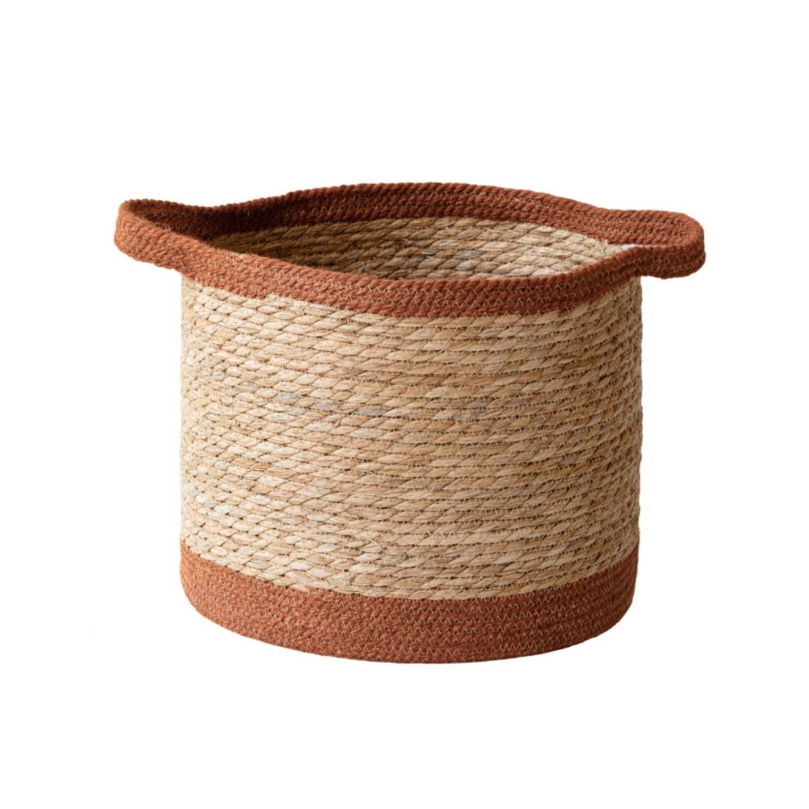 Straw Basket with Handles Rustic Woven Laundry Basket Straw Storage Bin for