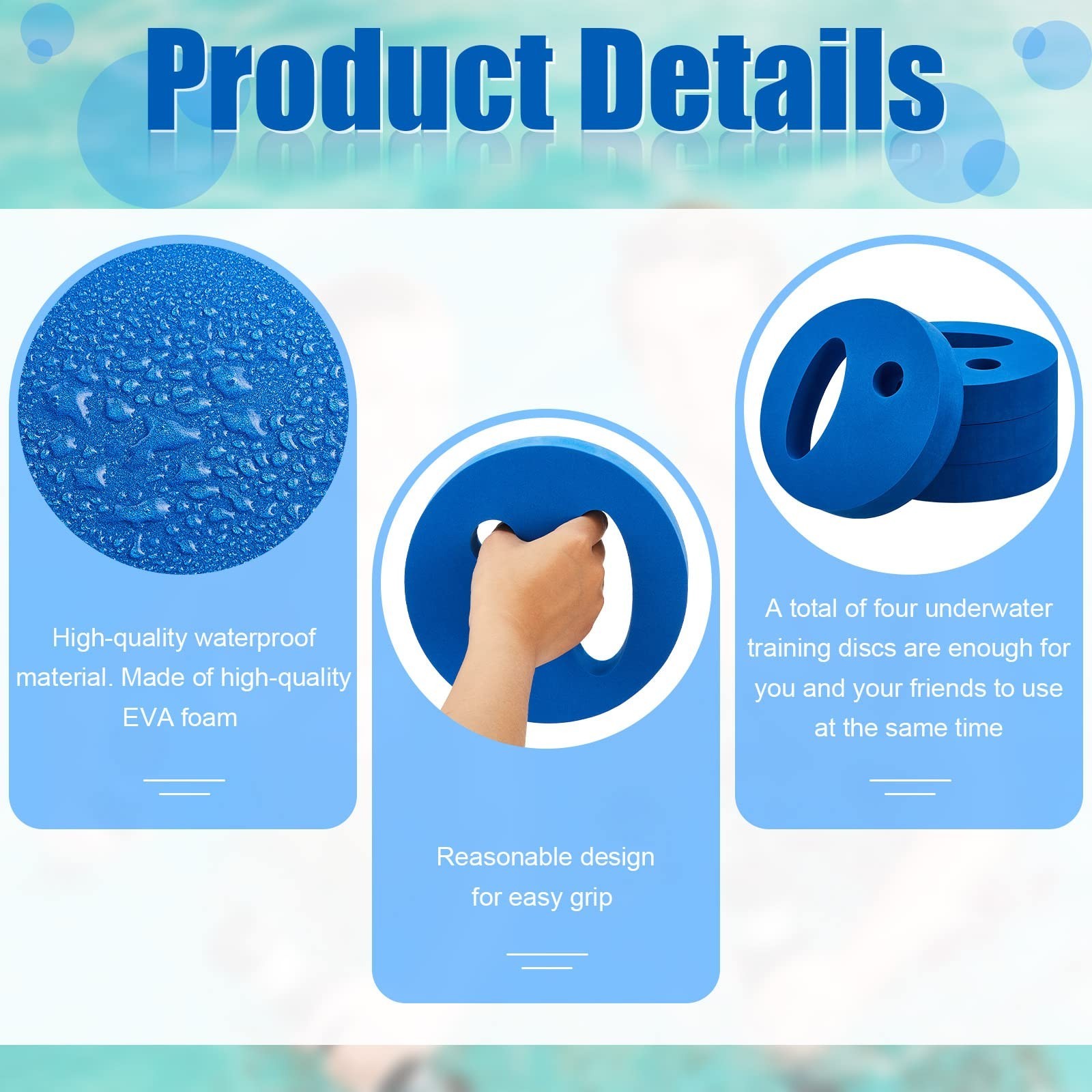 Water Exercise Discs Weights for Pool Exercise Set EVA Foam Water Aerobic Equ...