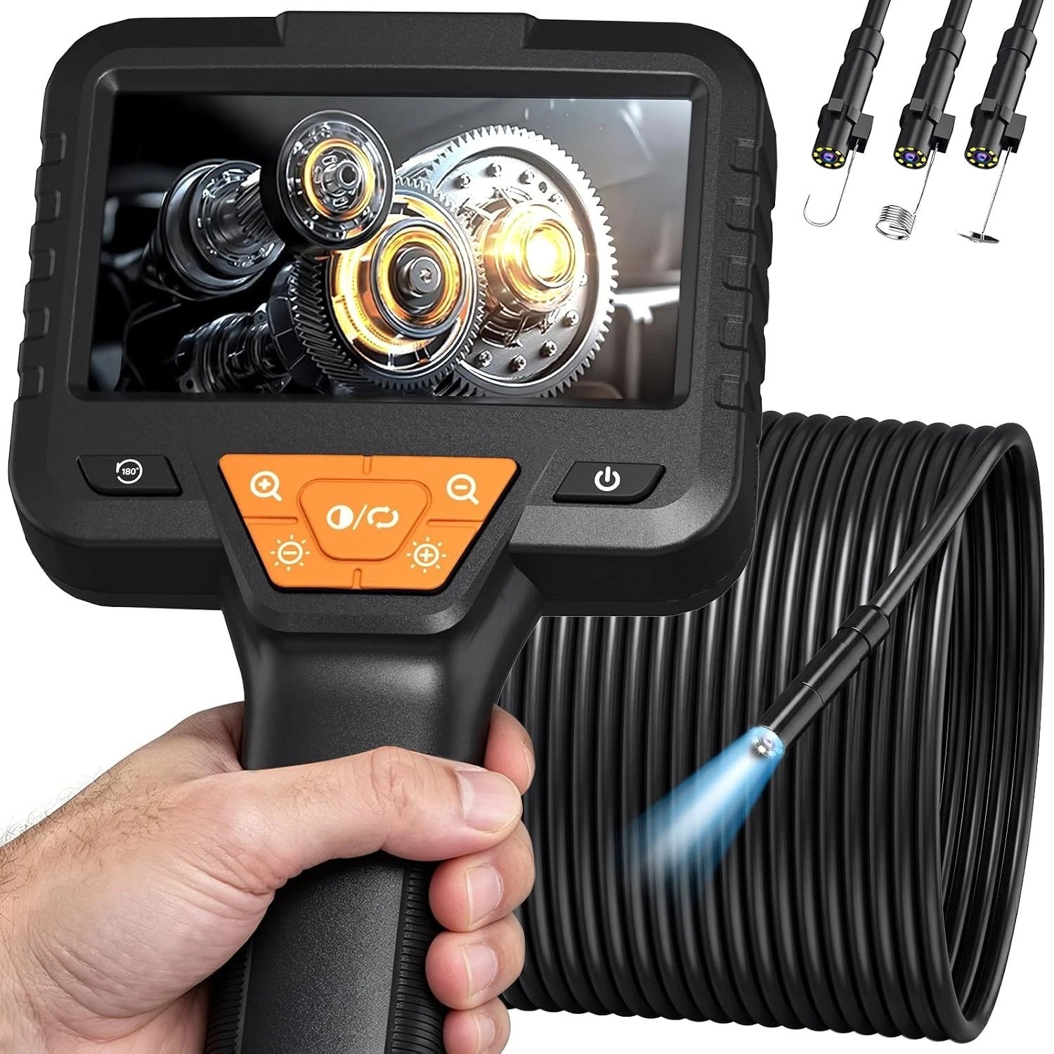 4.3" Color Screen 50FT Borescope Camera with Light - Perfect for Inspections