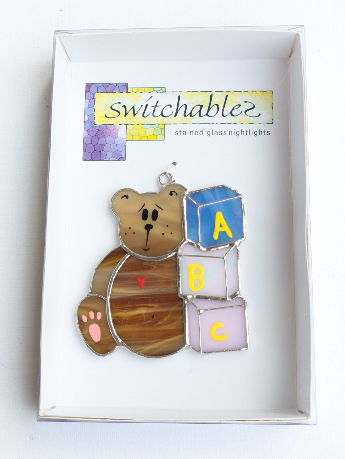 Switchables Stained Glass Night Light Cover  Bear Baby Block Suncatcher Ornament