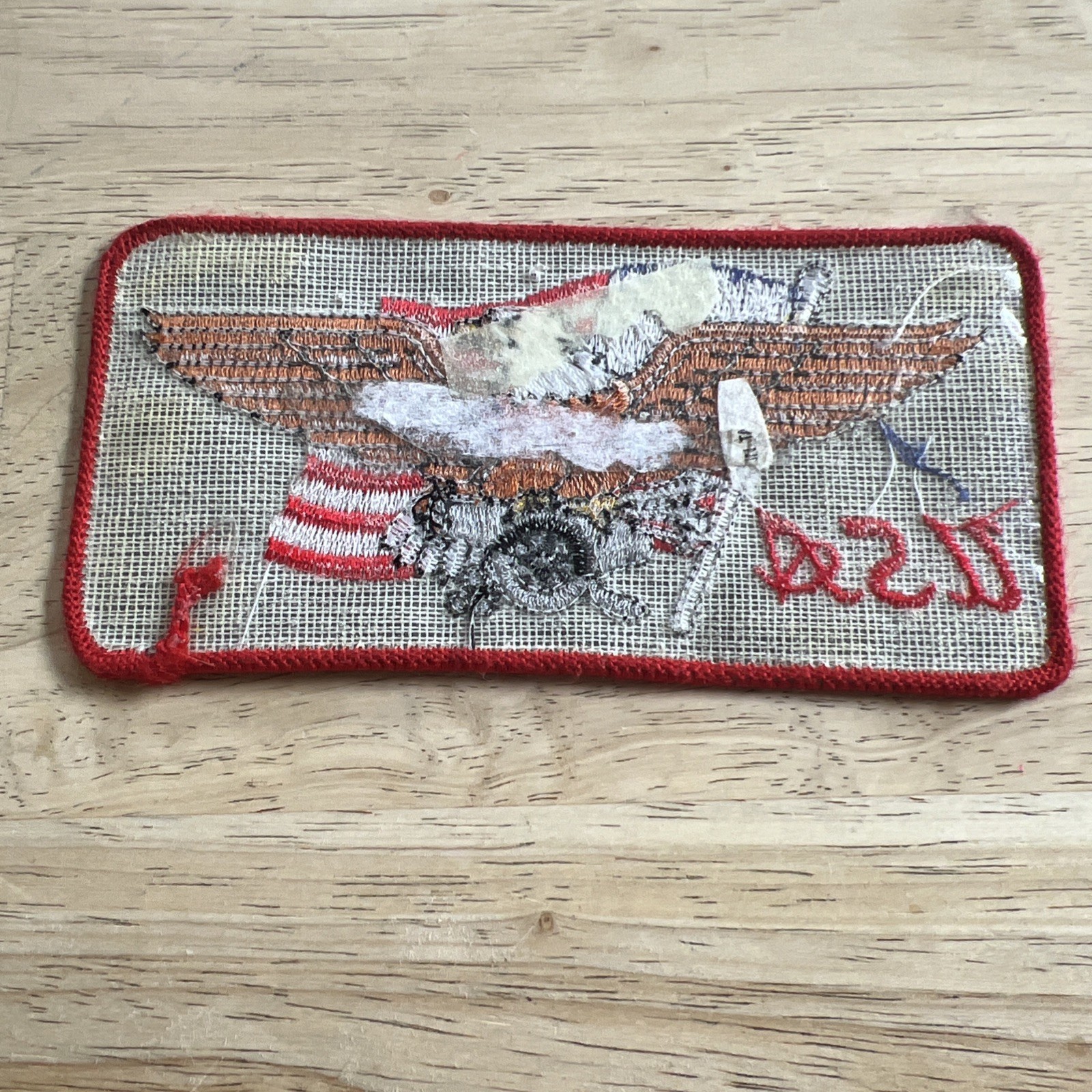USA Flag Harley Davidson Eagle Logo Patch Black with Red Lettering