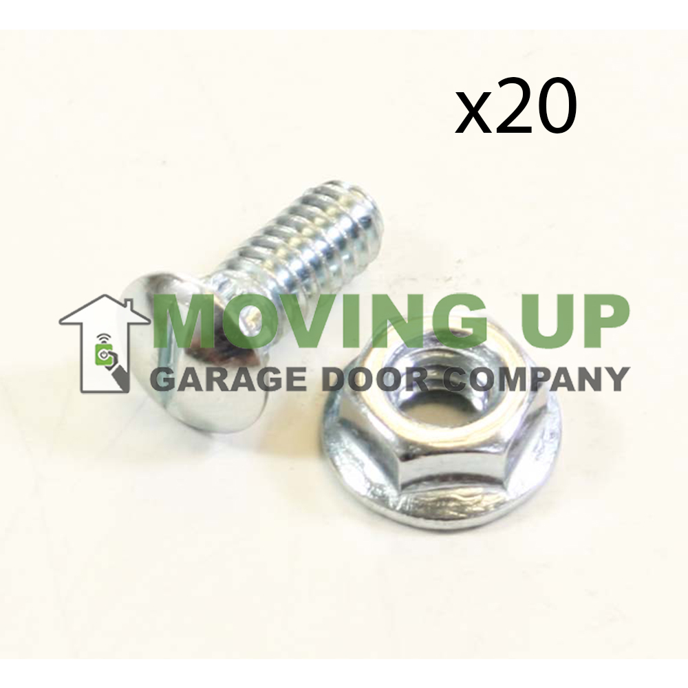 Garage Door Hardware Track Bolt and Serrated Flange Nut 1/4-20 X 5/8" Lot of 20