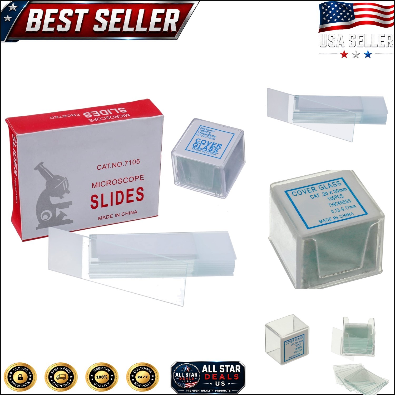 50 Pre-Cleaned Microscope Slides & 100 Cover Glasses for Scientific Excellence