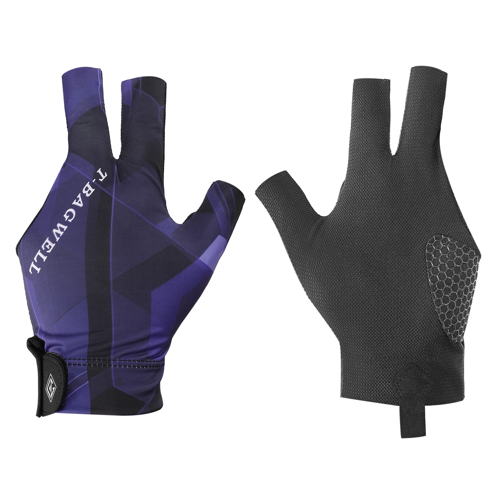 3 Finger Pool Glove Left Hand Billiard Gloves Pool Cue Black Purple