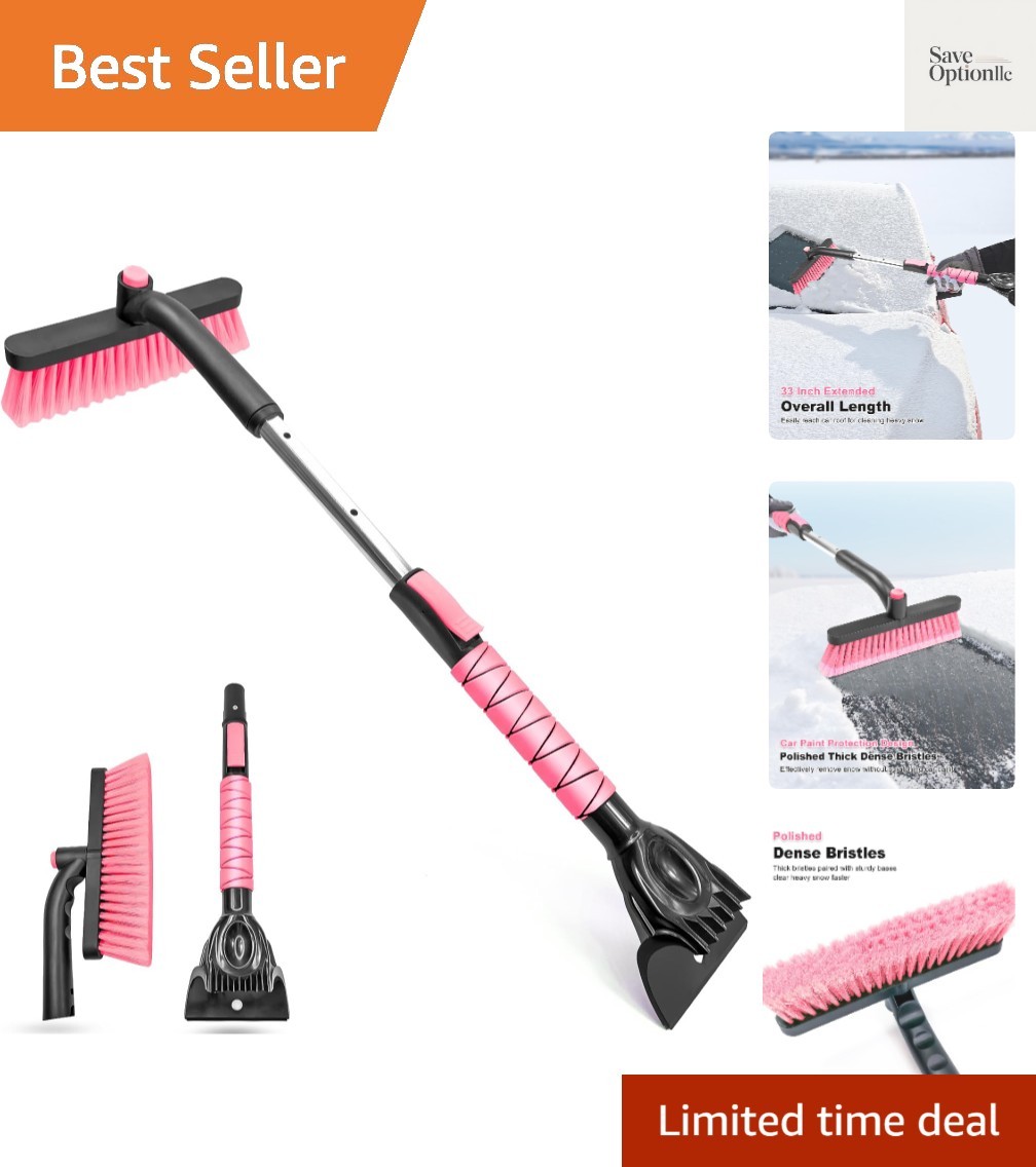 33 Inch Snow Brush and Ice Scraper for Car Windshield, Extendable Snow Scrape...