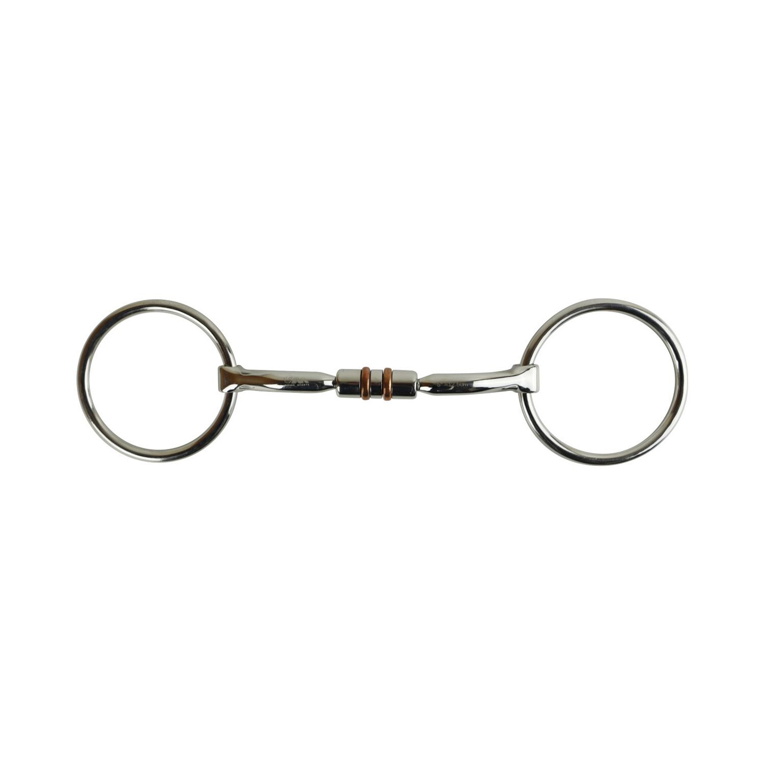 AK Loose Ring Rotary Curved Snaffle Horse Riding Bit with Double Cooper Roller