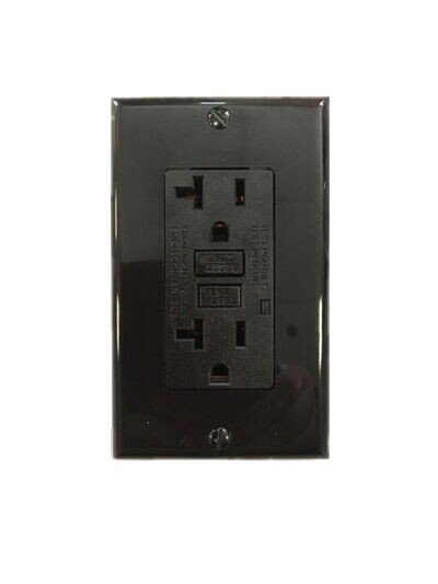 Black 20A Ground Fault Receptacles wLED GFCI UL Listed