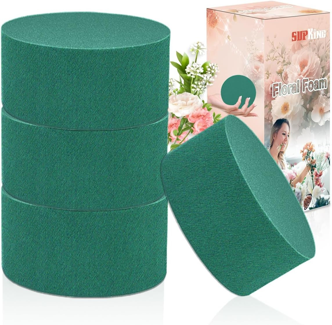 4Pcs Floral Foam round  3.15" Small Green Wet Dry Flower Foam Blocks Florist Pla