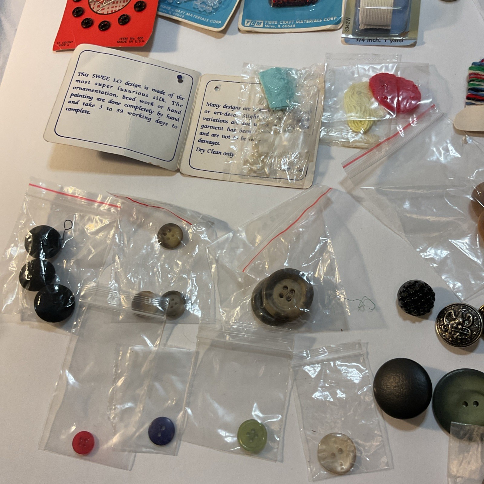 Misc. VTG Sewing Items Lot Buttons, Snaps, Sequins, Barbie Clothes booklets