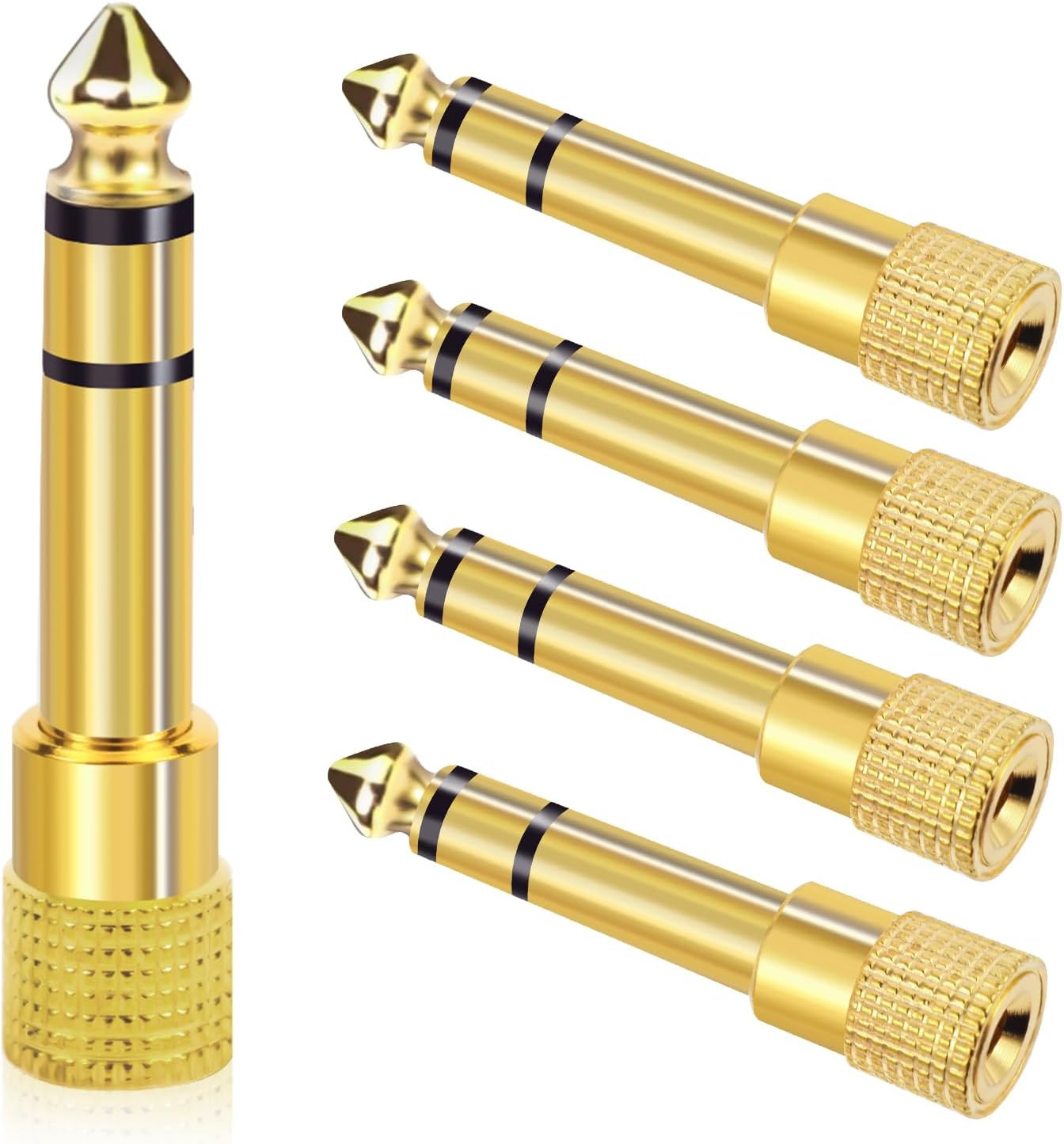 5x TRS Stereo Audio Headphone Adapter 6.35mm 1/4" Male to 3.5mm 1/8" Female Jack