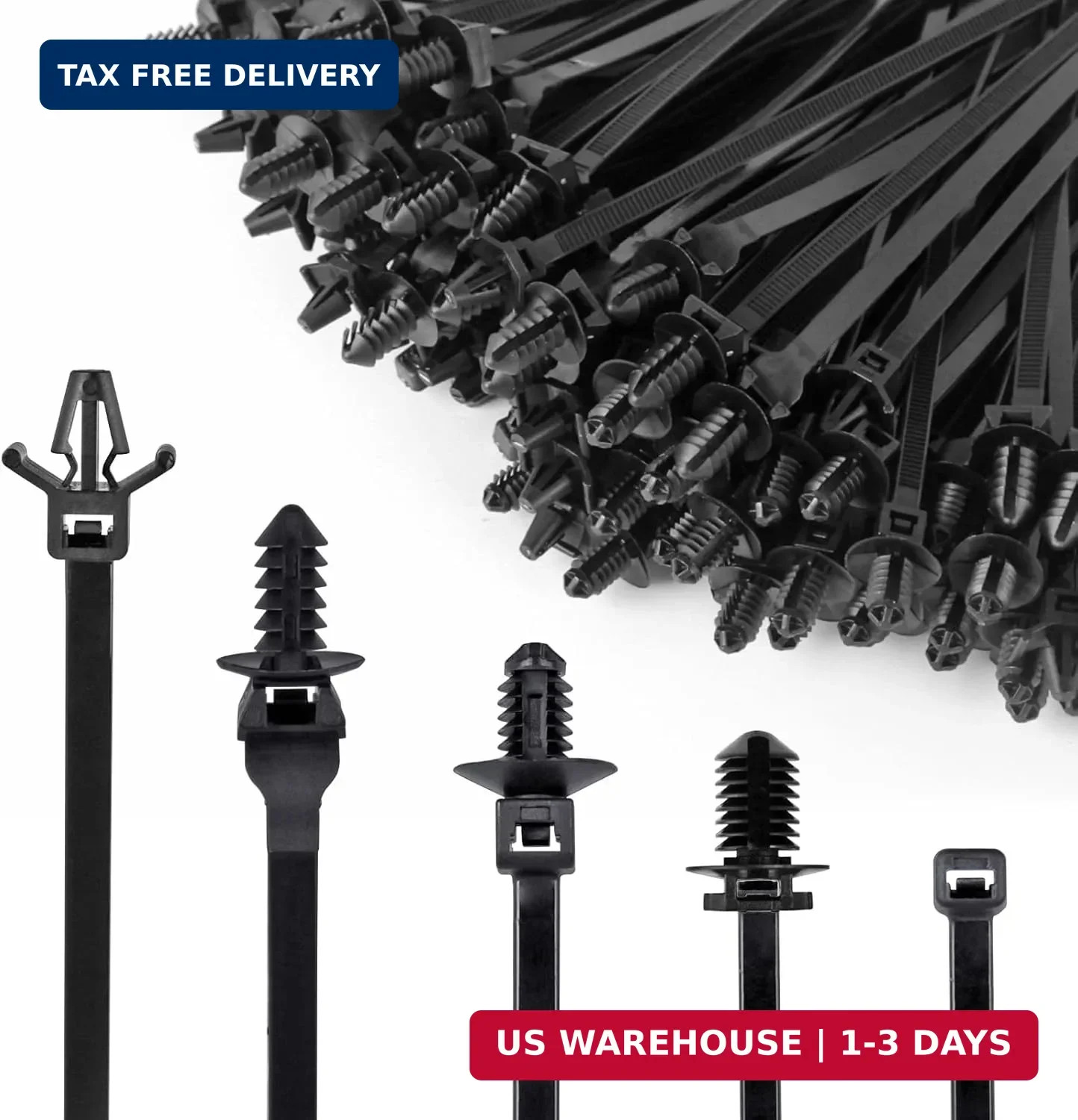 Xislet 160Pcs Nylon Universal Cable Tie Buckle Zip Tie Clips Automotive Rivet Pu